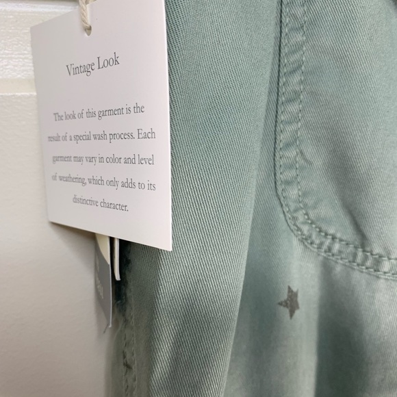 C&C California Flowy Sage green Boho Stars Print Jogger 100 % Lyocell Pants Sz M - Picture 13 of 13